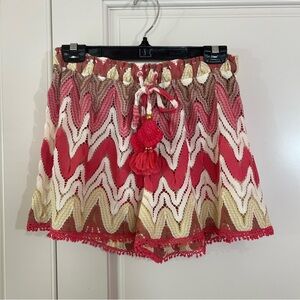 Ramy Brook Pink and Cream Crochet Shorts